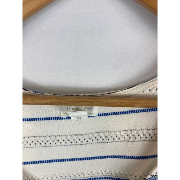 Caslon Embroidered Stripe V Neck Tank size Large - Picture 2 of 5